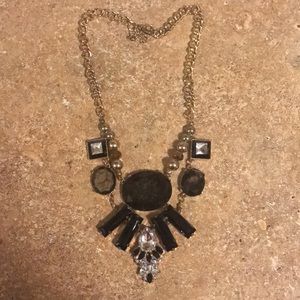 Stunning Black & Gold Statement Necklace with Bling